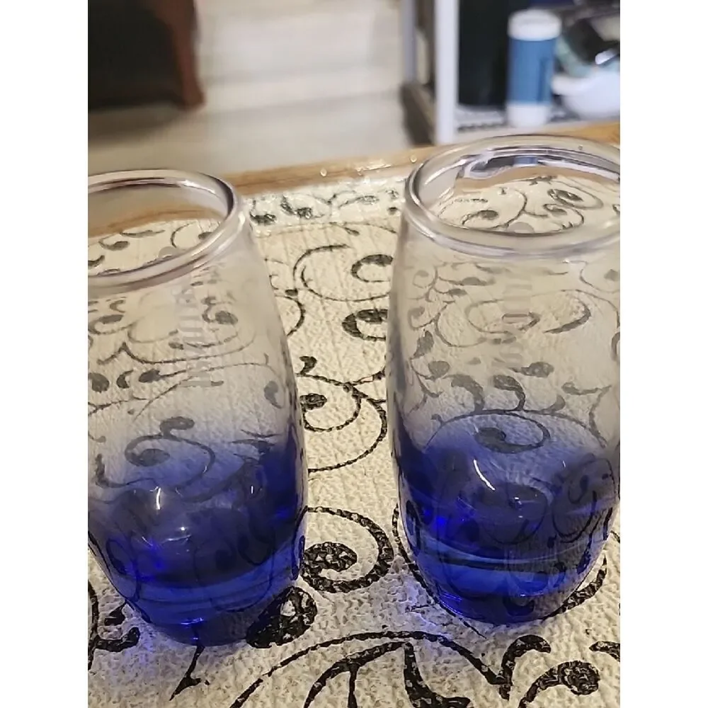 Set of 2  Canival Cruise Line Blue Ombre Shot Glasses